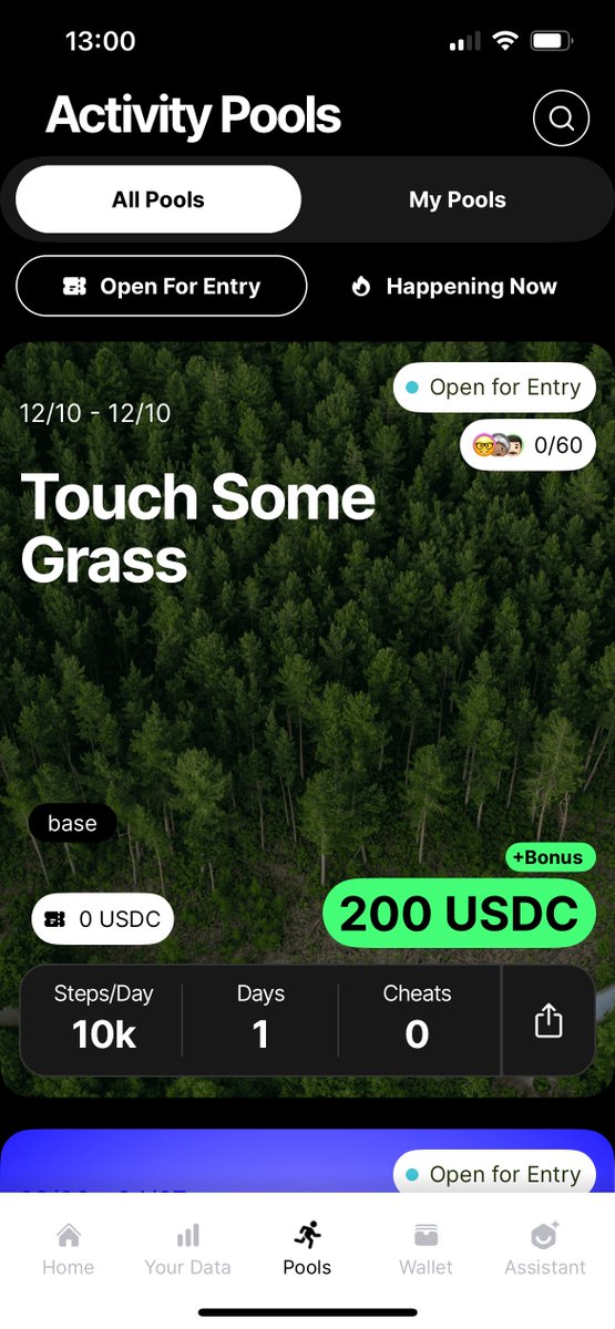 When everything goes red, it’s time to find some green.
Touch grass. Clear your head. Earn (back) with some steps  🌱

Join the HealthBlocks Touch Some Grass Activity Pool, 10k steps this Sunday October 12th.

Free to enter (with access code). 200 USDC prize pool. 60 spots only.