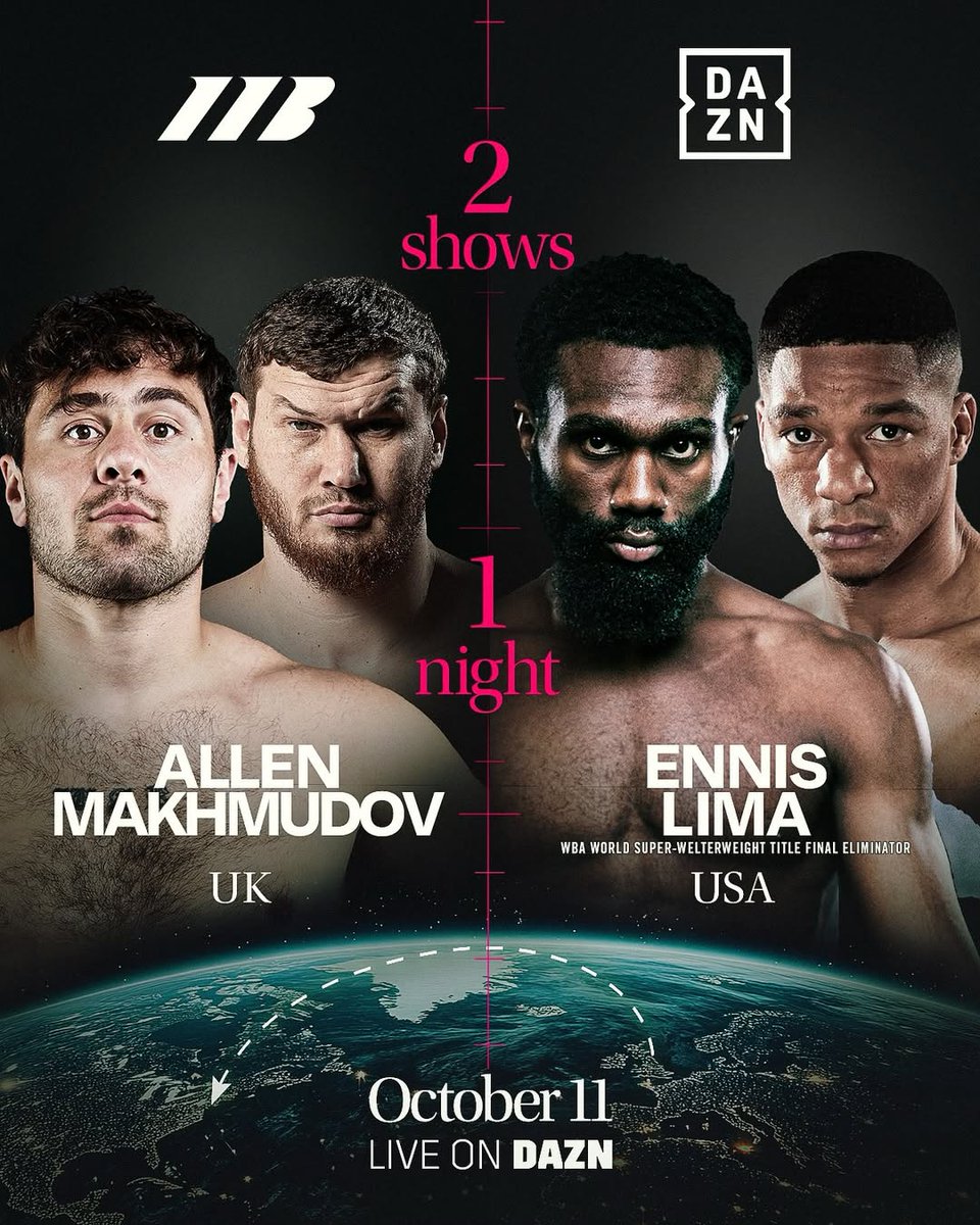 EverythingBoxi2's tweet image. 💥 FIGHTS ON MATCHROOM DOUBLE HEADER TONIGHT 🇬🇧🇺🇸

1️⃣ Jaron Ennis 🆚 Uisma Lima
2️⃣ Dave Allen 🆚 Arslanbek Makhmudov
3️⃣ Alexis Barriere 🆚 Guido Vianello
4️⃣ Junaid Bostan 🆚 Bilal Fawaz 2
5️⃣ Josh Padley 🆚 Reece Bellotti
6️⃣ Tahmir Smalls 🆚 Jose Vazquez
7️⃣ Giorgio Visioli, Zaquin…