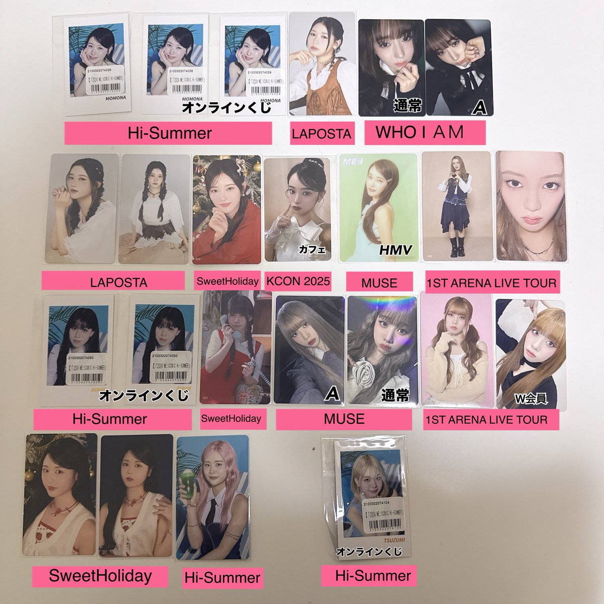 mei_szk7's tweet image. ME:I トレカ 特典 交換

【譲】 1枚目2枚目3枚目
笠原桃奈 高見文寧 村上璃杏 櫻井美羽 山本すず 石井蘭 加藤心 海老原鼓 佐々木心菜 清水恵子＞買取

【求】
4枚目飯田栞月➕ガチャ
4枚目以外も検討させて頂きます。

難しい場合は🩷だけ送らせて頂きます。
n:1可能です。
#ME_I交換  #ME_I_交換