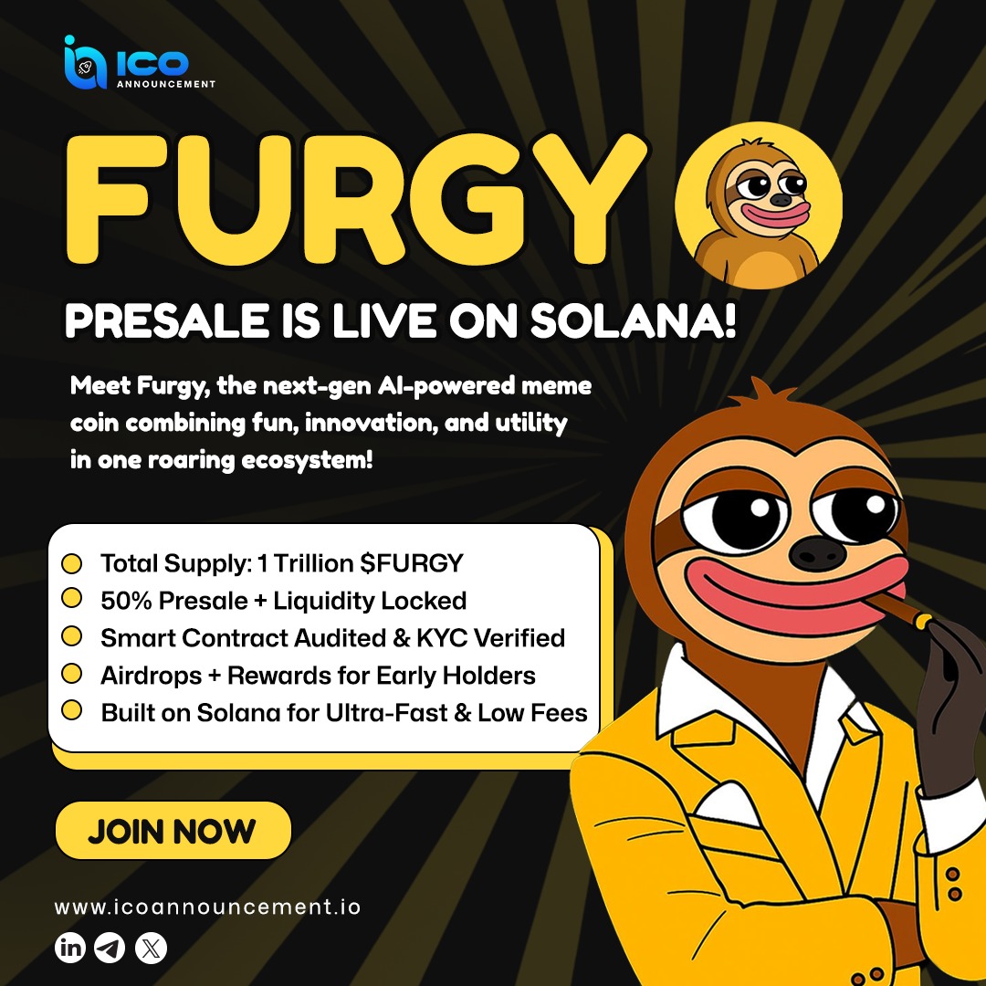 ICOAnnouncement's tweet photo. Furgy ($FURGY) Presale is LIVE! The AI-powered meme coin roaring on Solana with speed, security, and massive rewards!
Explore More Visit: https://t.co/5YE627JOFB
#Furgy #FURGY #Solana #CryptoPresale #AIMemeCoin #NextBigCrypto @furgy_sol https://t.co/85uHICkvSZ