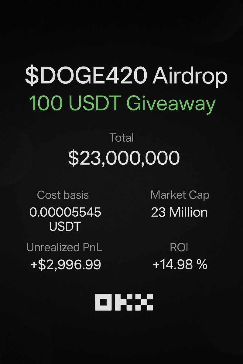 Doge420Dogeman's tweet image. 🎉 Holiday #Airdrop Alert! 🎉
🤑$DOGE420 for every one 
🚀 $DOGE420COIN to the moon! 🌕

🎁 Claim your FREE $DOGE420 now!
✅ Follow
✅ Like &amp;amp; Retweet
💬 Drop your $DOGE420 wallet address in the comments

🔒 Liquidity locked until 2027 

💡 Recommendation: Use MetaMask, OKX or…