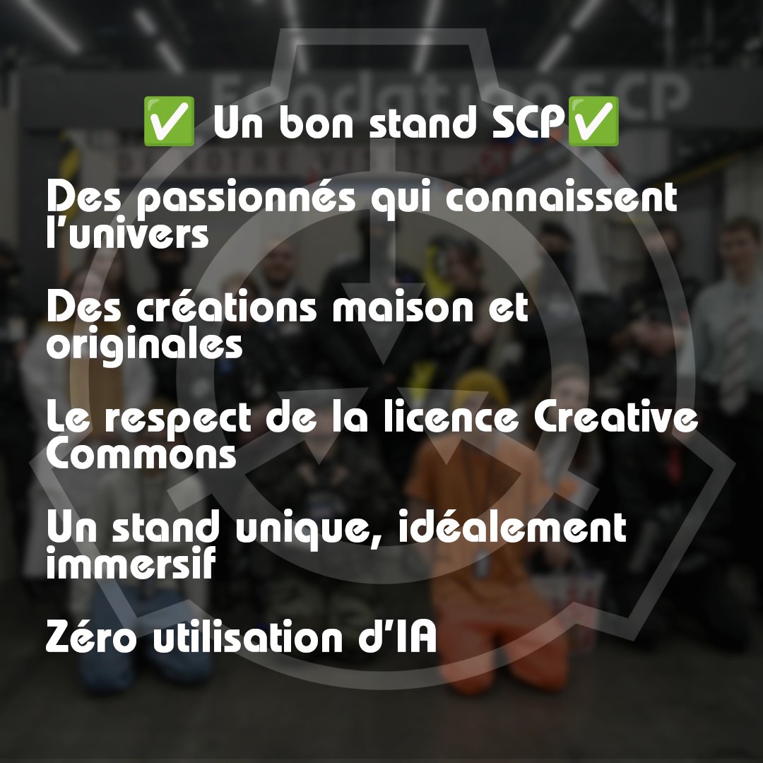 AFondationSCP's tweet photo. Face à la recrudescence de stands opportuniste et paresseux, voici un petit guide à lire avant d'aller en convention https://t.co/p7c12w5sil