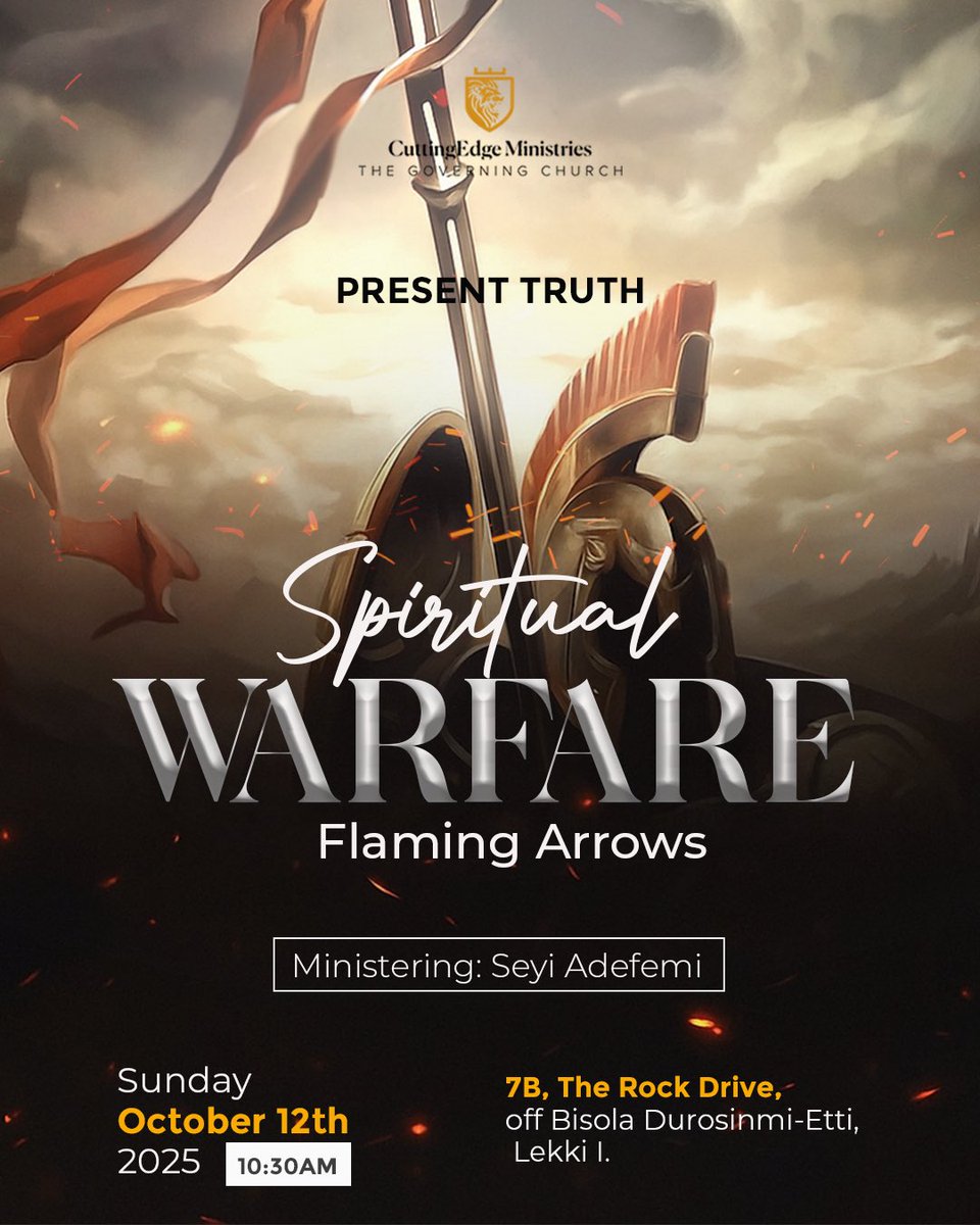 As believers, warfare is inevitable. 
Spiritual warfare is the enforcement of God's verdict in earth through which we come into alignment with God's purpose for our lives. 

We invite you to join us tomorrow as Pst Seyi ministers on the topic “Spiritual Warfare - Flaming Arrows”.