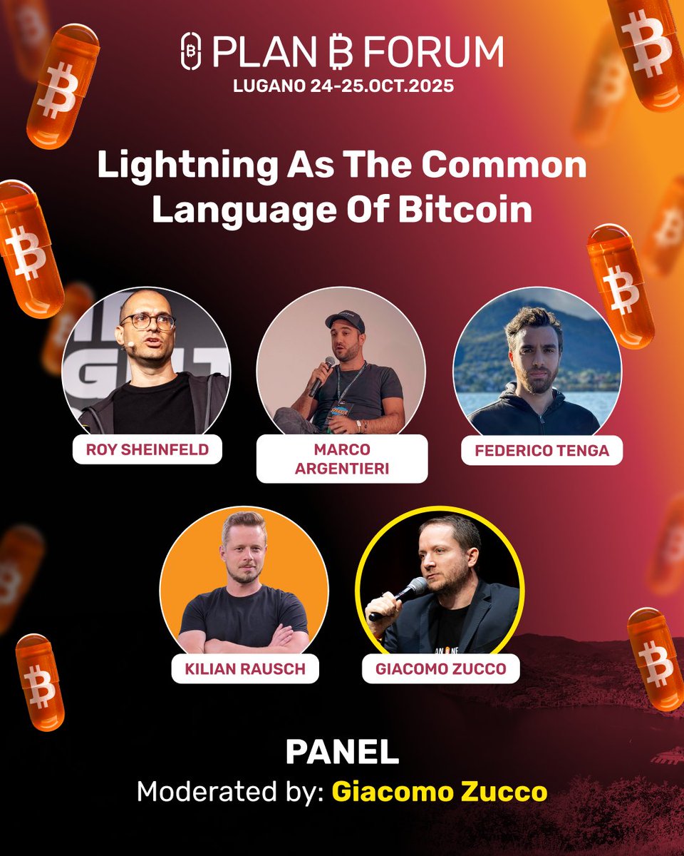 LuganoPlanB's tweet image. First came Bitcoin, the money.
Then came Lightning,  the language.
From Buenos Aires cafés to Lagos markets to Berlin hackspaces, it’s how sats are flowing.

This October in Lugano, @roy_breez, @tierotiero, @FedericoTenga, and @kilrau take the WAGMI Stage. Moderator:…