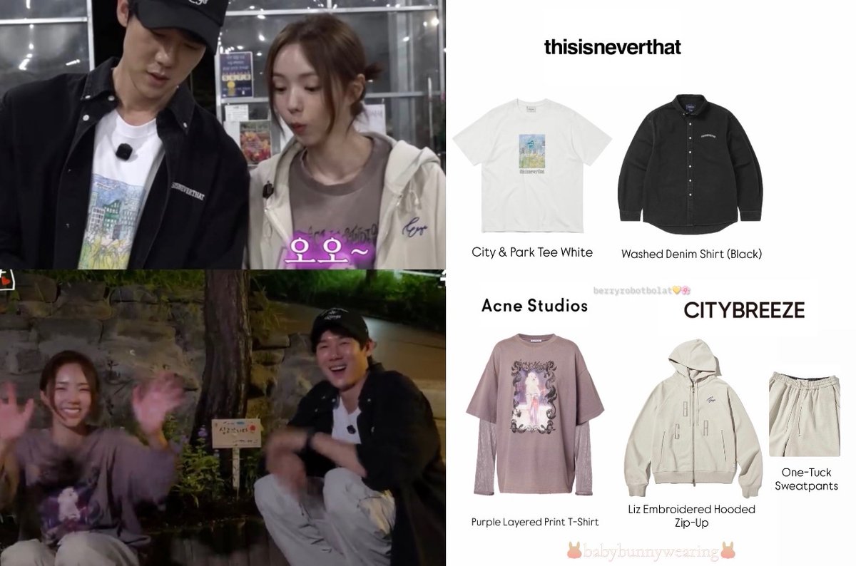 BerryRobotBolat's tweet image. Saju couple for P&amp;amp;G 💚

T shirt, Acne Studios
Zip up hoodie &amp;amp; pants, CITYBREEZE 
T shirt, thisisneverthat
Shirt, thisisneverthat 
Cap, YYS 

#ChaeSooBin #채수빈 #YooYeonSeok #유연석 #babybunnywearing