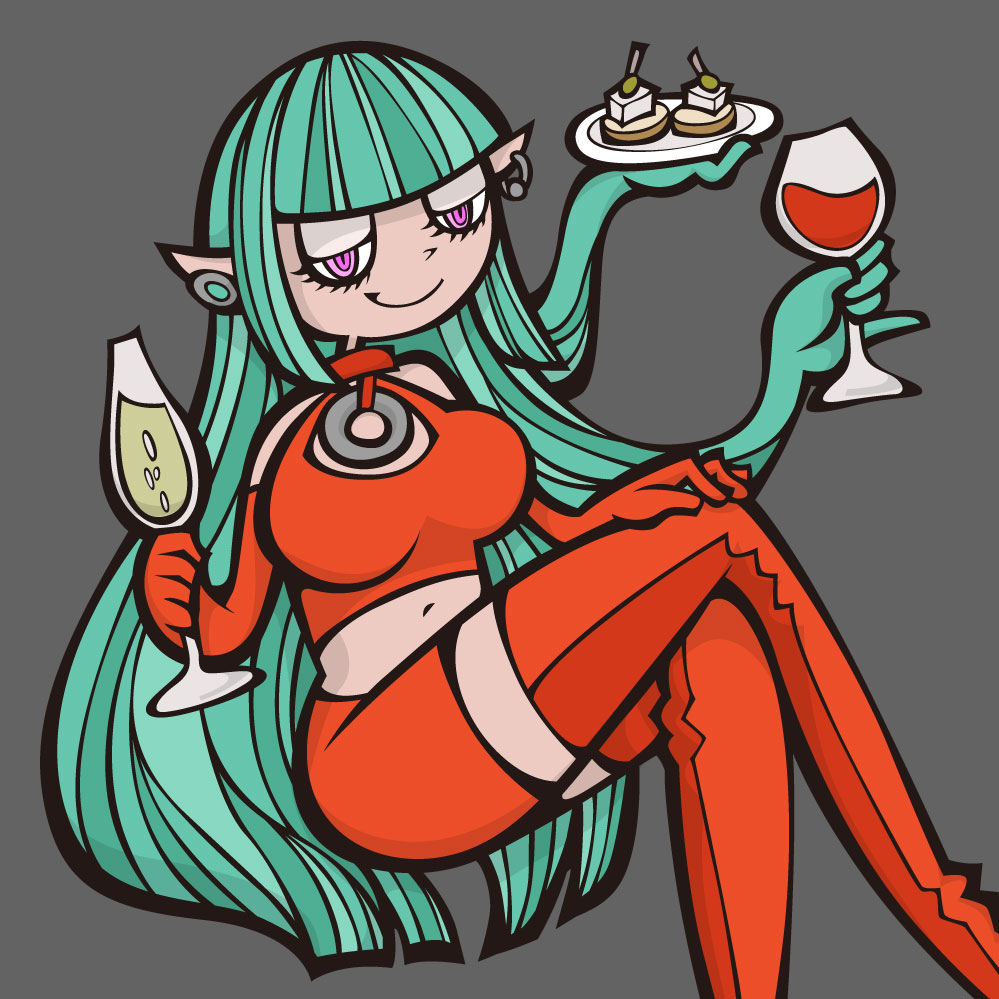 curry_ddd's tweet image. 週末のワインパーティー
これも過去絵のなかで結構気に入っているやつ　ちょっとセクシーなおねえさんを描くのにハマってた
#きもポップ　#過去絵