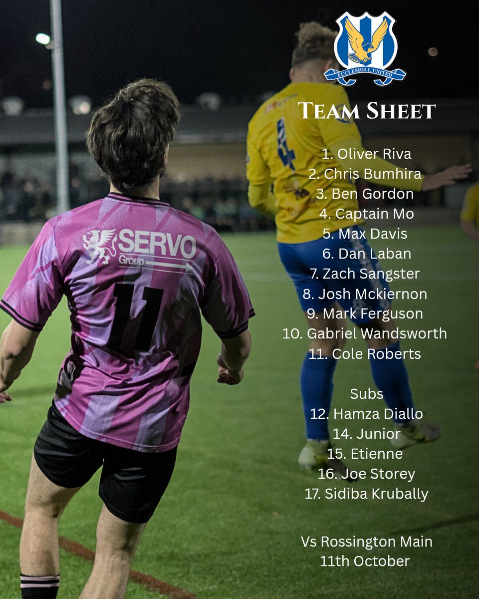 How #eccyutd line up Vs <a href="/RMFC1919/">Rossington Main FC</a> 
#flyeaglesfly