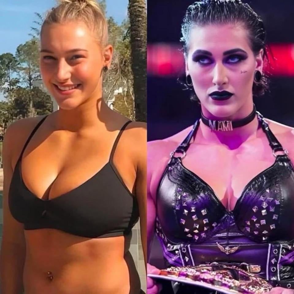 creepydotorg's tweet image. Professional wrestling star Rhea Ripley’s transformation 👀