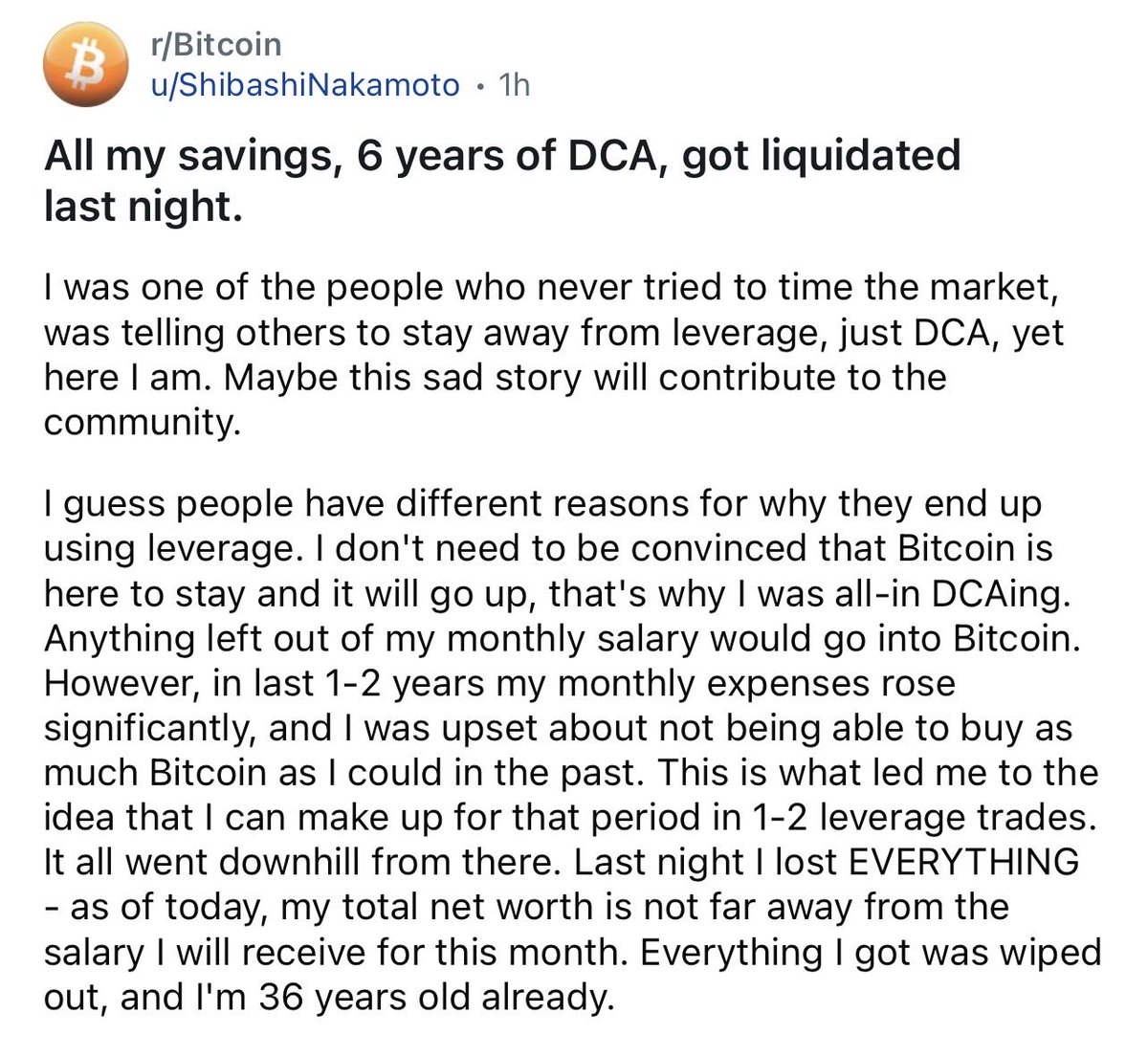 I’m truly sorry for Bro. But this is a stark reminder that you should never use leverage. Just DCA and HODL. We’re still very early, and #Bitcoin will be worth millions. Patience is key.