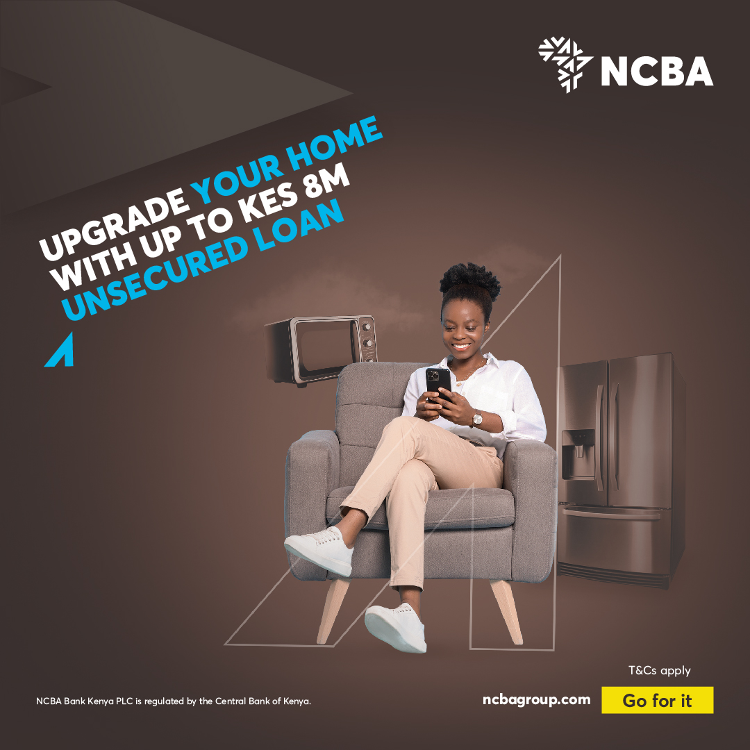 NCBABankKenya's tweet image. From appliances to small fixes, whatever your home needs, we will help you get it. Borrow up to KES 8M Unsecured loan, with a repayment period of up to 120 months today. Visit ke.ncbagroup.com/personal-loans/ to learn more.
T&Cs apply
#Goforit #NCBATwendeMbele