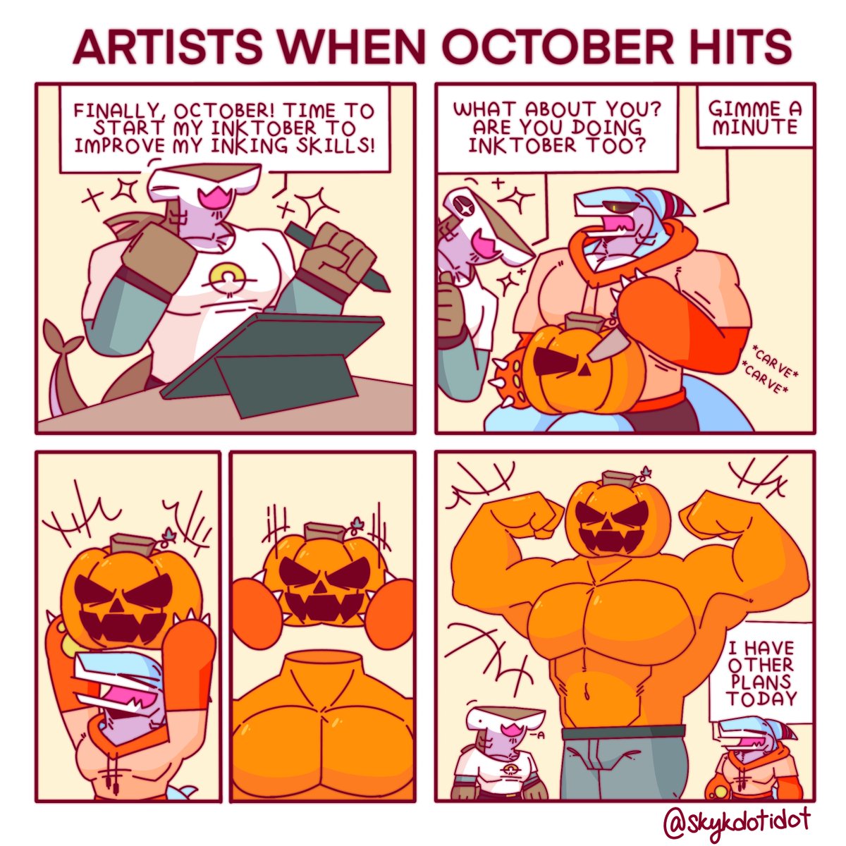 skykdotidot's tweet image. Artists when October hits