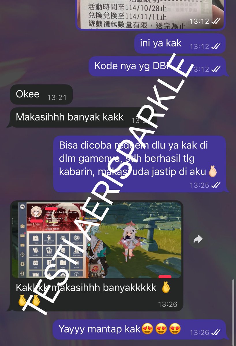 aerisparkle's tweet photo. td ngitung” trnyt dr awal event sampe skrg uda berhasil jastip 66 kode🥹 terimakasih bnyk buat klian yg sudah percaya n mau jastip di aku🥰

jastip genshin x family mart masih buka terus setiap harinya🫰🏻lgsg dm/wa aja yuk buat secured aranara pet n haikaveh namecard klian😍 https://t.co/mxw3Wls3KH