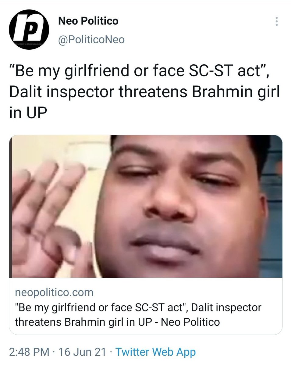 Pseudo_Prophet_'s tweet image. It is being used to force GC women to marry them.

It is also being used by the women to force absurd settlements during divorce from a GC husband.

Even absurd cases of threatening the SC/ST act if a GC girl refuses to become his girlfriend🤡