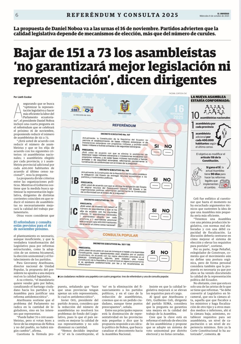 ¿De qué sirve disminuir el número de Asambleístas, si los requisitos para ejercer dicho cargo serán los mismos?
Aquí mi aporte para <a href="/eluniversocom/">El Universo</a> 

eluniverso.com/noticias/polit…