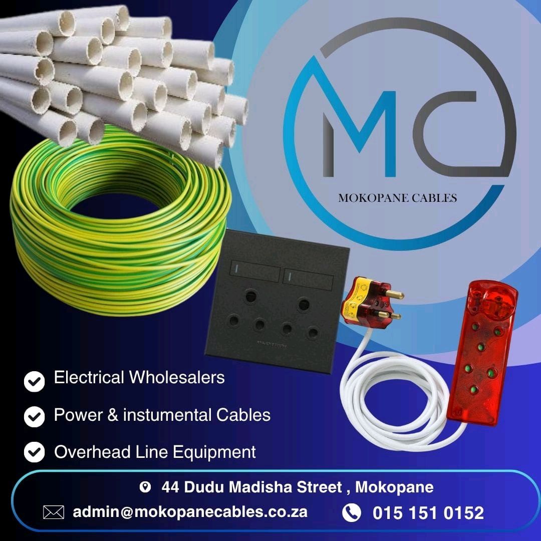 Pages_Potties's tweet image. Power up with Mokopane Cables! 💡 Your trusted partner for electrical solutions, from industrial wiring to home essentials. Visit us in Mokopane today! ⚡️#ElectricalSupplies #PowerSolutions #MokopaneCables