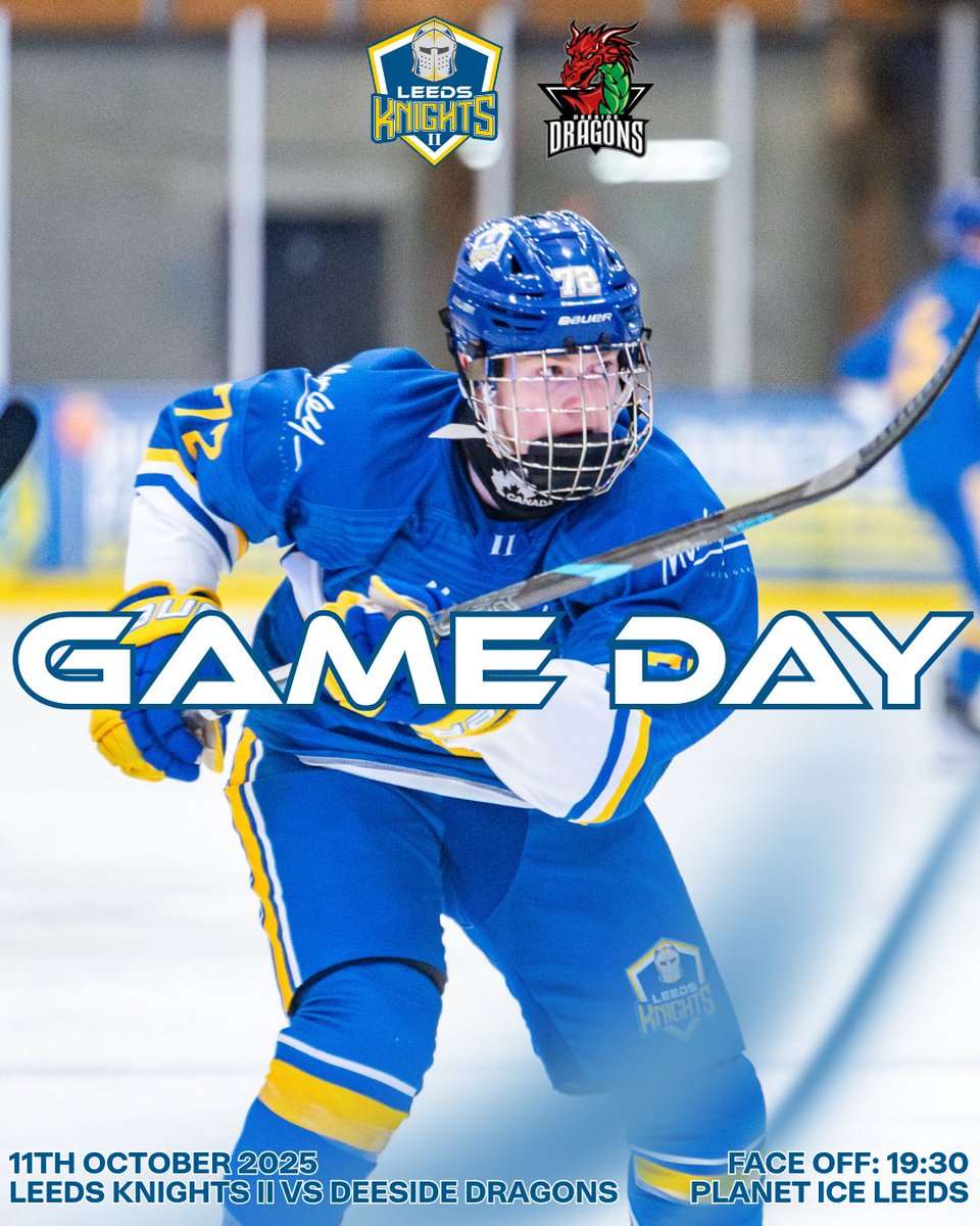 🚨IT'S GAMEDAY KNIGHTS II FANS! 🚨

Your Leeds Knights II are back at the Castle tonight as we take on the Deeside Dragons - will you be there to cheer us on??

 ✅Secure those tickets 
📣Get loud and proud! 
🏒Have a great night of hockey 

#WeAreKnights

📸Kev Bland Photography