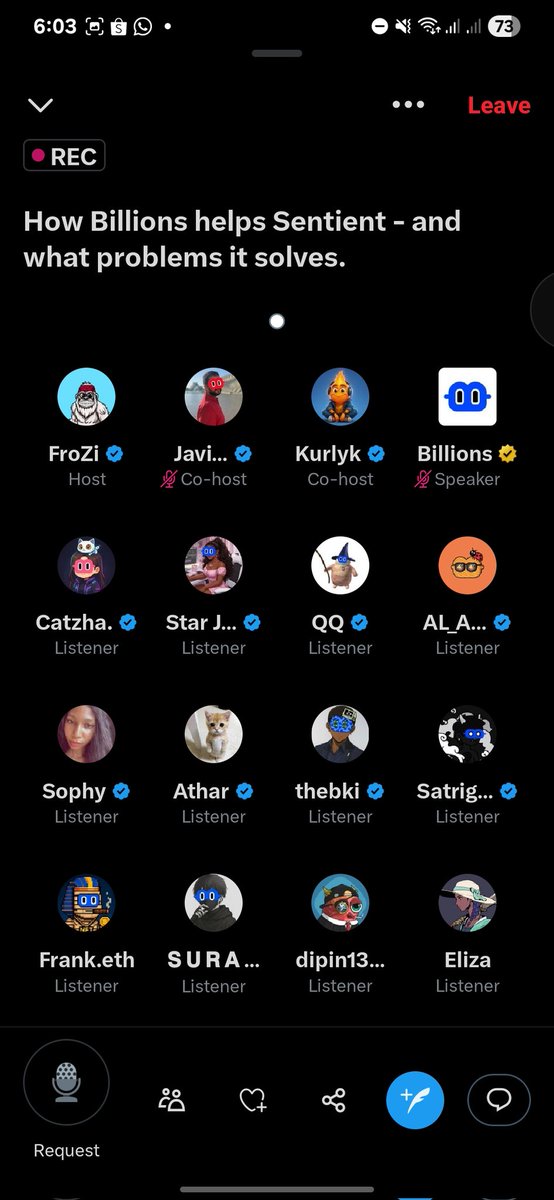 🚨 AMA is LIVE NOW 🚨

Topic: "How Billions helps Sentient — and what problems it solves"

🎙️ Host: <a href="/Fr0oZi/">FroZi</a>
🤝🏻 Co-hosts: <a href="/jgonzalezferrer/">Javi🥥.eth</a> | <a href="/kurlyk27/">Kurlyk</a>
💬 Speaker: <a href="/billions_ntwk/">Billions</a>

Join the discussion here👇🏻