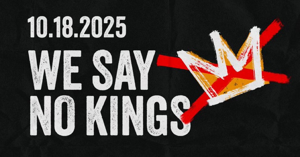 AVindman's tweet image. No Kings Protest in one week on 10/18/25! 

Repudiate Trump’s:
-Billionaire economy, increasingly unaffordable for Americans
-Unprecedented corruption
-Crimes on American cities, citizens, neighbors
-Embrace of enemies, attack on friends, we are less safe

Be there or be square!!
