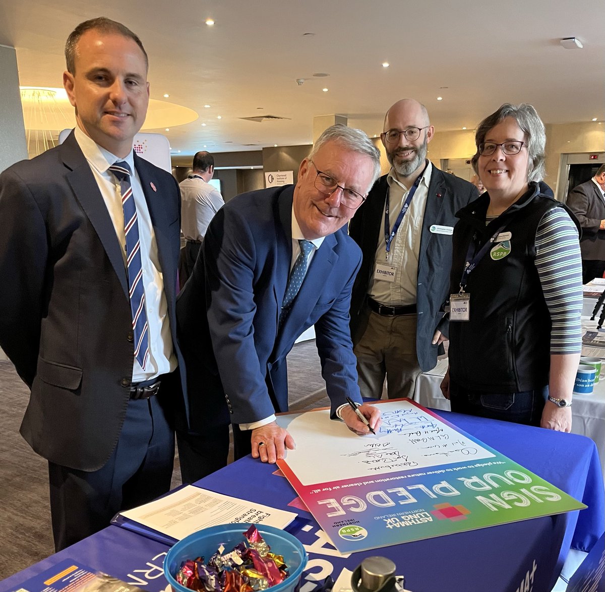 Asthma + Lung UK Northern Ireland (@asthmalungni) on Twitter photo We welcomed <a href="/mikenesbittni/">Mike Nesbitt</a> to our stand today at the #UUP25 conference in Belfast.
He was keen to show his support and sign our joint pledge with the <a href="/RSPBNI/">RSPB NI</a> to ‘deliver nature restoration and clean air for all’.
<a href="/uuponline/">Ulster Unionist Party</a> We welcomed <a href="/mikenesbittni/">Mike Nesbitt</a> to our stand today at the #UUP25 conference in Belfast.
He was keen to show his support and sign our joint pledge with the <a href="/RSPBNI/">RSPB NI</a> to ‘deliver nature restoration and clean air for all’.
<a href="/uuponline/">Ulster Unionist Party</a>