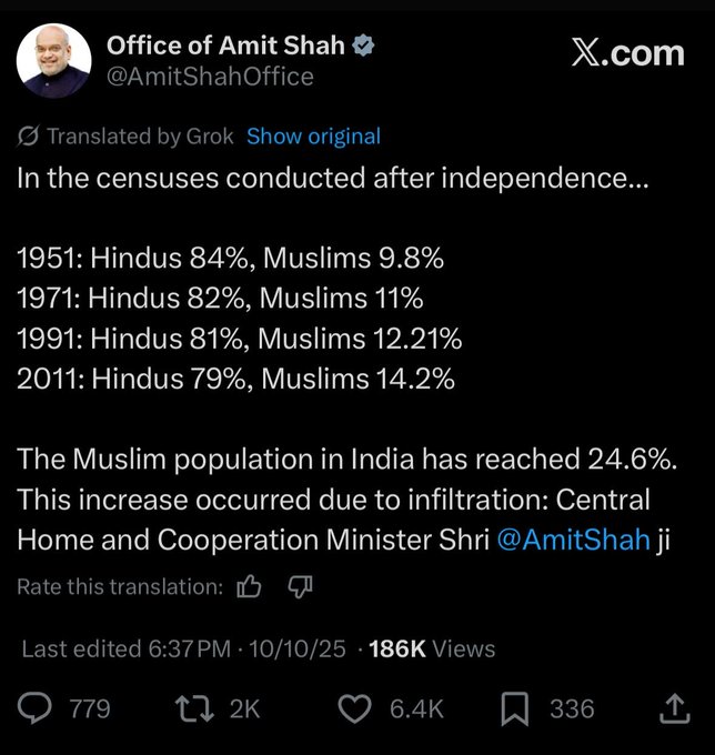 INCKerala's tweet image. So, the BJP has finally started using their Bhramastra, the shrinking Hindu population and the growing Muslim population. This narrative has been quietly circulating in WhatsApp groups for years in many different forms and versions. Today, let’s puncture this fear-mongering…
