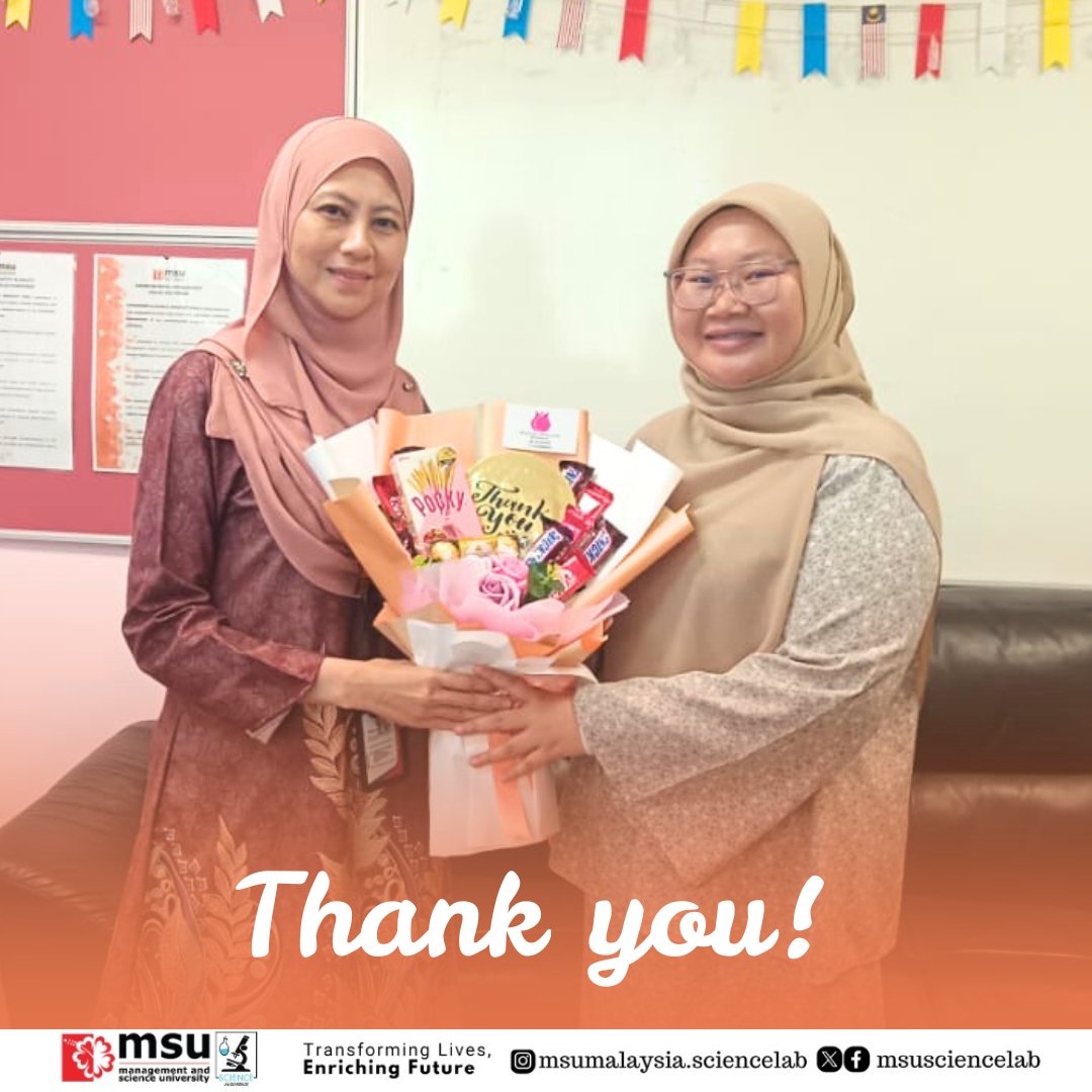 MSUsciencelab's tweet image. We would like to express our heartfelt appreciation to Iffah Izzati bt Mohammed Azmi student from BOP @MSUmalaysiaFHLS for her generous support and contribution to the Yayasan MSU fund together with our staff.
Your kindness truly reflects the spirit of care and 2G culture.