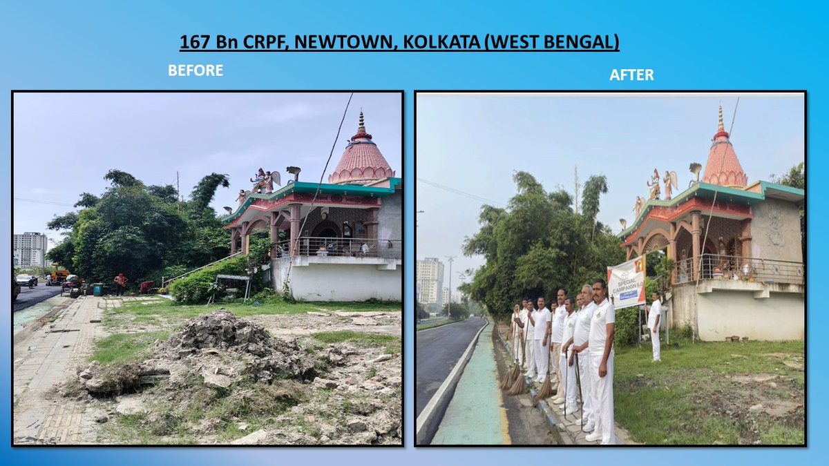 167BNCRPF's tweet photo. @crpfindia
@HMOIndia
@PIBHomeAffairs
@PMOIndia
@DARPG_GoI 
As part of #Special Campaign 5.0, a cleanliness drive was conducted by 167Bn, CRPF at Manasa Mandir area, Newtown, Kolkata (W.B.). https://t.co/mqztQ1tebN
