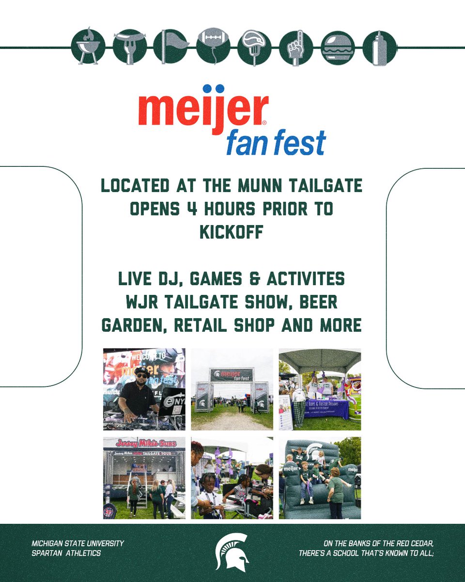 MSU_Athletics's tweet image. Start your gameday at Meijer Fan Fest at the Munn Tailgate!