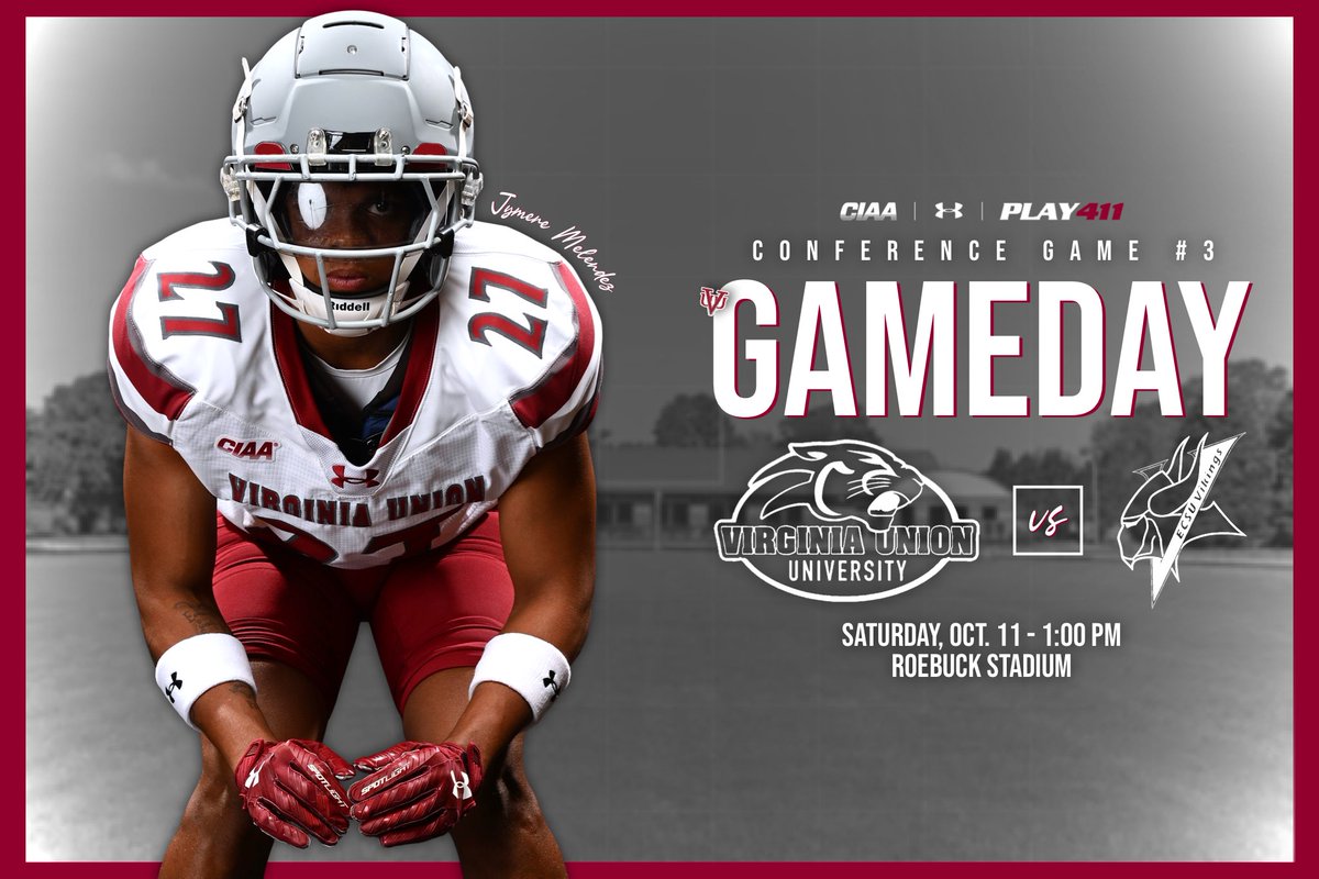 IT’S GAMEDAY 
🆚 Elizabeth City State University 
⏰ 1pm
📍Roebuck Stadium 
📺 theciaasn.com/?B=2792951
#PLAY411