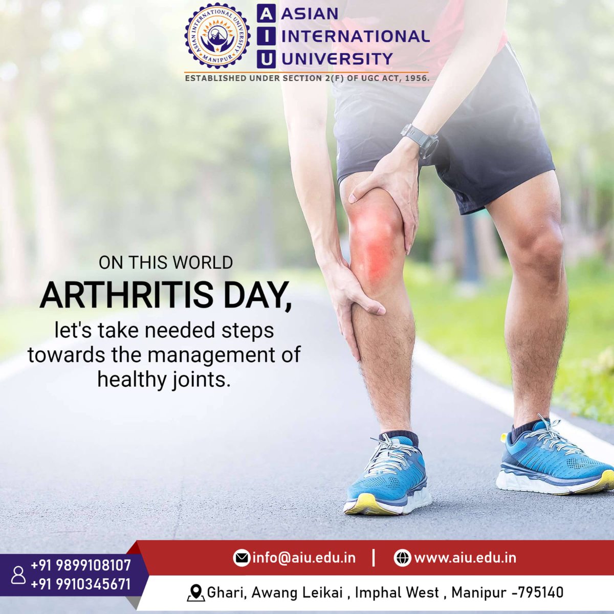 AsianInternati5's tweet image. 🌍 World Arthritis Day – Raising Awareness for Joint Health
Asian International University joins the global community in spreading awareness about arthritis and the importance of joint health.
#WorldArthritisDay #JointHealth #Awareness #AsianInternationalUniversity #HealthMatters