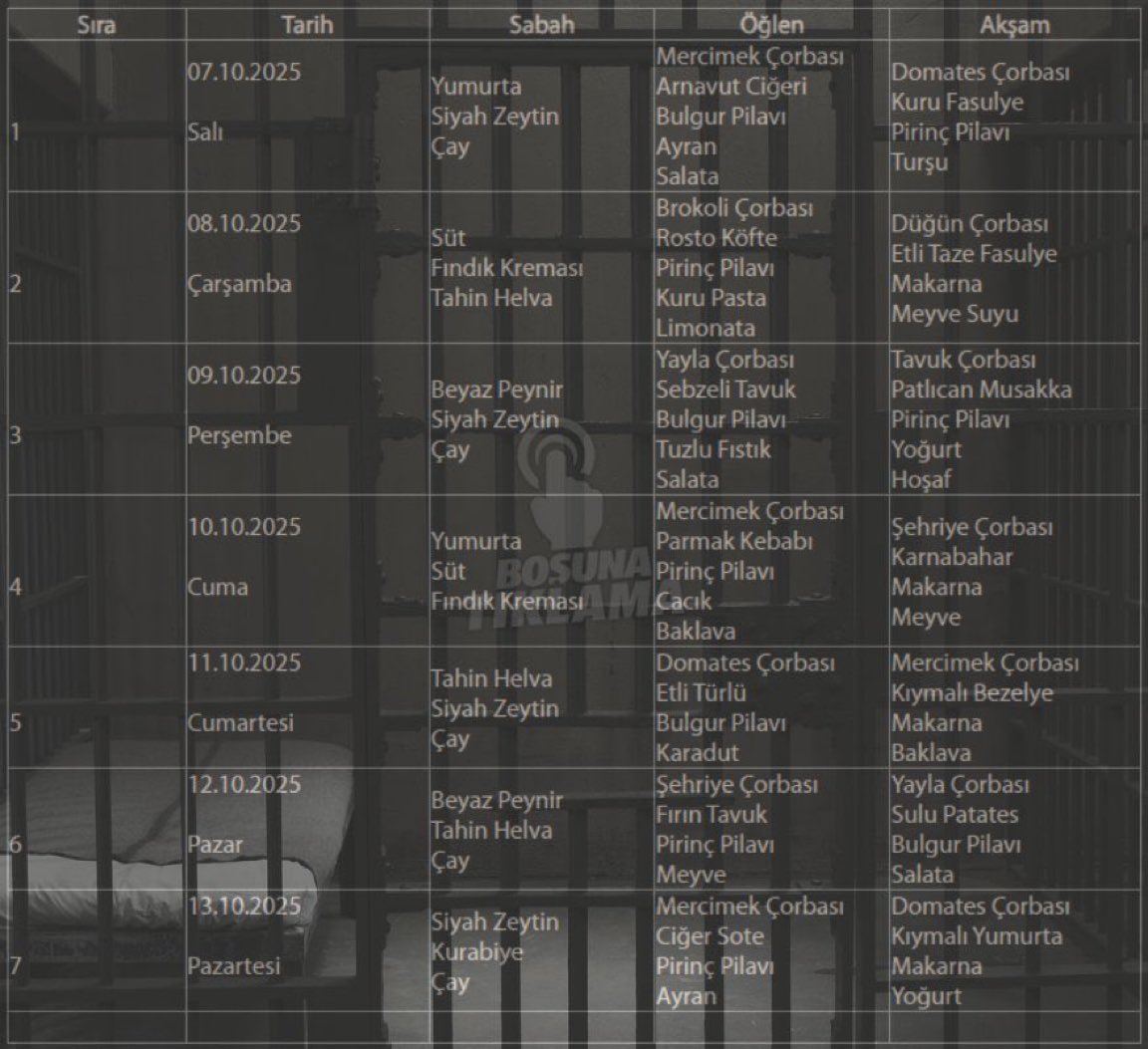 Türkiye’de hapishanede yatan mahkumların evsizler, öğrenciler ve asgari ücretle çalışanlardan daha iyi beslendikleri yorumları sosyal medyada gündem oldu. 

Hapislerin yemek listesi gündemde kalmaya devam ediyor.