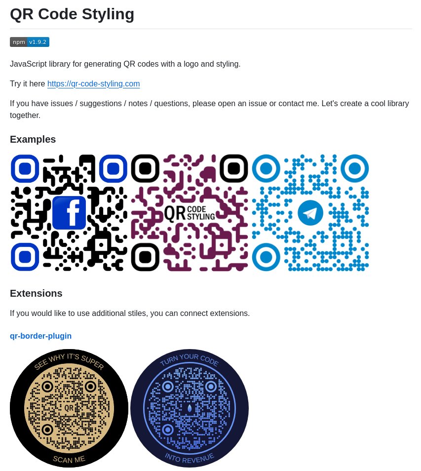 tom_doerr's tweet image. JavaScript library for creating custom QR codes with logos, colors, and shapes