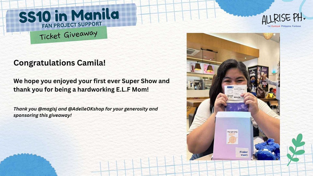 allriseph's tweet photo. SS10 in Manila 
Fan Project Support for E.L.F 🫶🏻
SS10 in Manila Gen Ad A Ticket Giveaway! 

Thank you to our generous E.L.F fairies for making Miss Camila’s dream to see Eunhyuk happen!

@magisj 
@AdellaOKShop 

@AllRiseSilver
#SS10inManila
#EUNHYUK #은혁 #이혁재 https://t.co/mCOpz24xxT