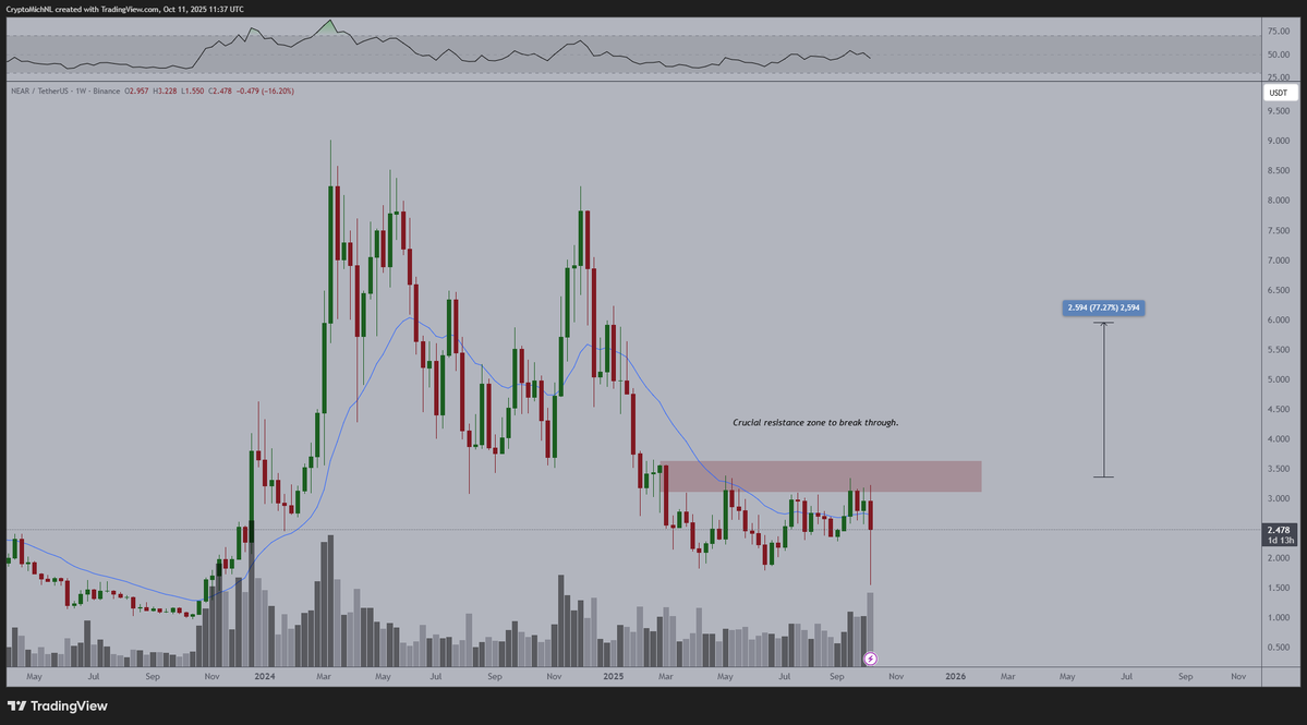 Massive wipeout on $NEAR. 

Nothing has changed.

I think that AI season is on fire and that we're going to break the resistance of $3.50 in the next 2-3 weeks. 

These prices won't last long.