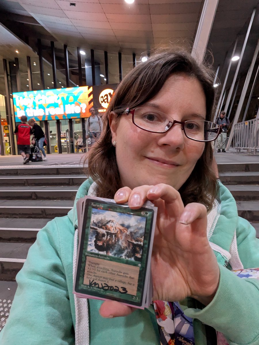 MazCosStuff's tweet photo. Omg not only did I get into pauper bash but I actually won 2 matches with cows! So much fun 😁 Moo > mill 🤣 @GavinVerhey has promised there will be more cows one day! #PAXAus #MTG #pauper #WOTC https://t.co/Z7PbzfDpsZ