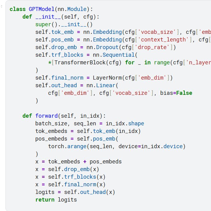 tm23twt's tweet image. so the only thing left is training the model, we&apos;ll use the fine web dataset and then our gpt_2_small model will be ready to generate text yayy. quite fascinating that small model has 124 million parameters &amp;amp; size 650mb. also im addicted to kaggle, code looks so cool in this :)