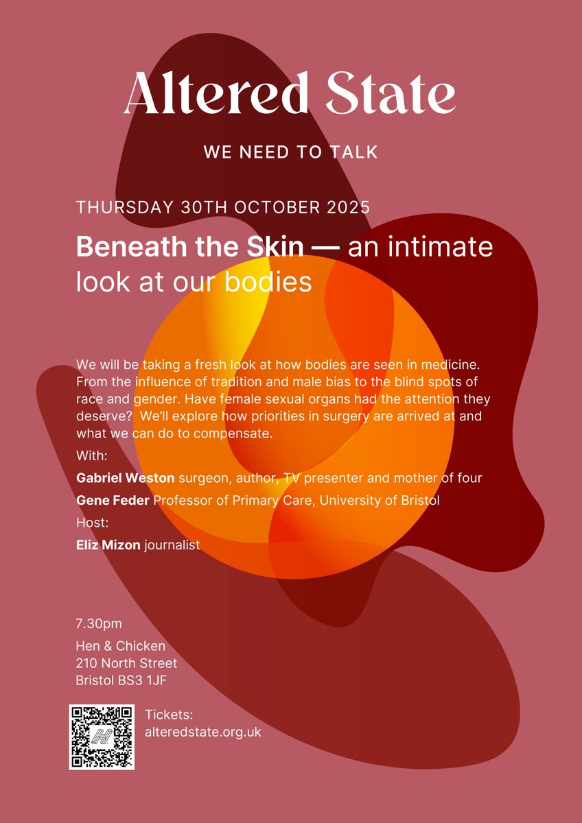 Altered___State's tweet image. 1% of health funding for research is dedicated to women&apos;s health - @melindagates 

Why do women get discriminated against in medicine &amp;amp; surgery?  

We get into why &amp;amp; what we can do to compensate 

Tickets headfirstbristol.co.uk/whats-on/hen-a…

#bristoltalks #women #feminism #medecine #surgery