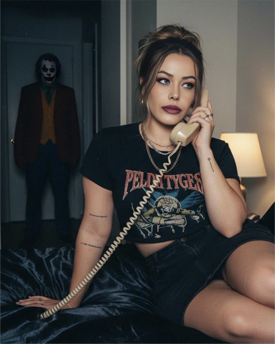 QueenSwallower's tweet photo. Because everyone is doing it and I want to be a follower just 1 time😂😂😂 
#sorrynotsorry #Trending #horror #ai #Halloween #joker https://t.co/ddzmRKtRuA