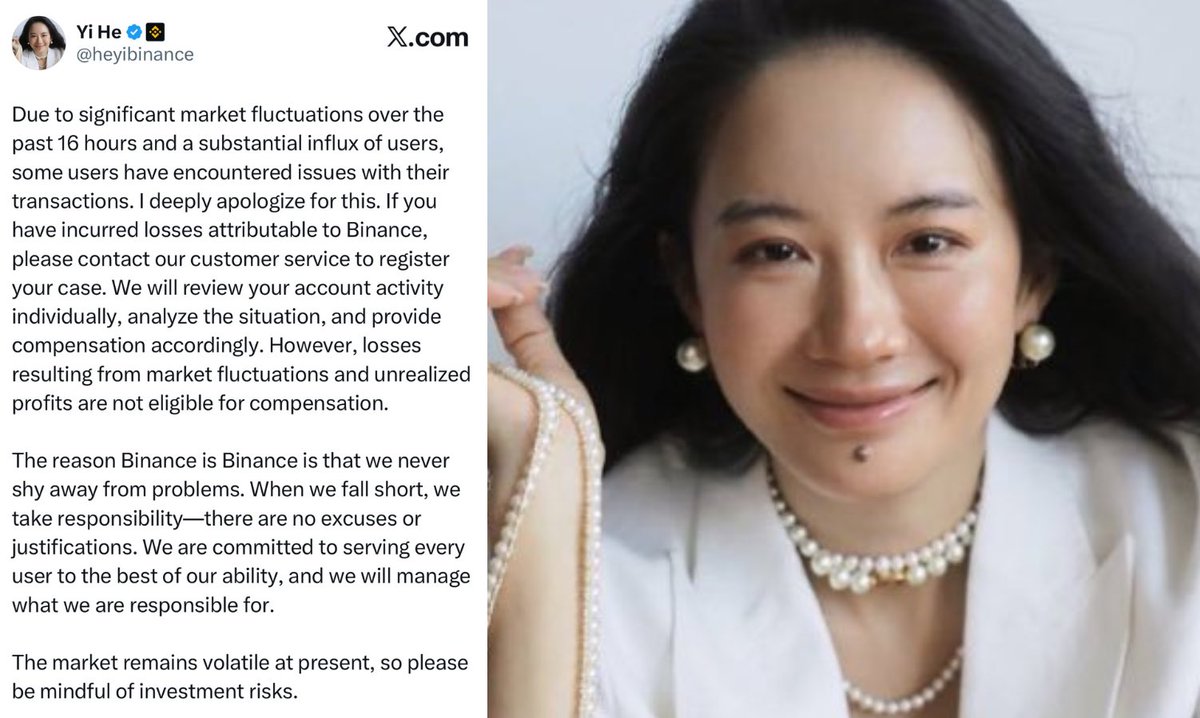 DegenerateNews's tweet image. NEW: BINANCE’S @heyibinance SAYS “IF YOU HAVE INCURRED LOSSES ATTRIBUTABLE TO BINANCE, PLEASE CONTACT OUR CUSTOMER SERVICE TO REGISTER YOUR CASE”