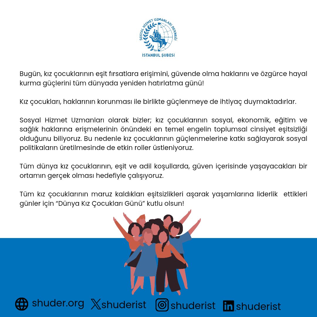 shuderist's tweet photo. Bugün, kız çocuklarının eşit fırsatlara erişimini, güvende olma haklarını ve özgürce hayal kurma güçlerini tüm dünyada yeniden hatırlatma günü!

Kız çocukları, haklarının korunması ile birlikte güçlenmeye de ihtiyaç duymaktadırlar. + https://t.co/7f23NgRrBp