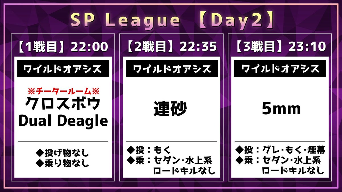 22:00~START❗️
賞金総額30,000💰
🏆SP League DAY2🏆

現在
🥇うじゅ
🥈精肉店
🥉動くな連合軍

総勢21teamで賞金を奪い合う？！
みんなの推しチームはどこ？？🫶

配信は21:50~START🏁
youtube.com/live/m7Op7LH9B…