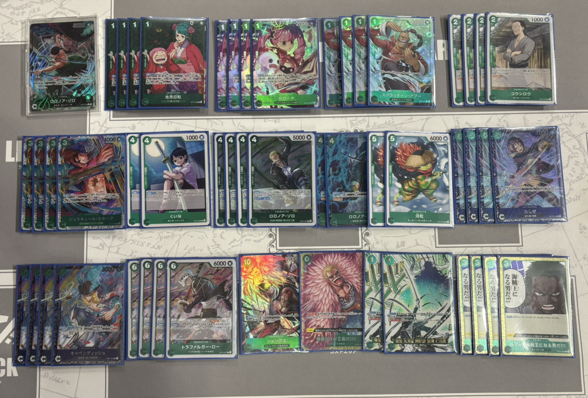【大会優勝構築チャンピオンシップ】　緑ゾロデッキ　公式スリーブ付き ワンピースカード 緑 ゾロ 構築済みデッキ 大型大会優勝構築 環境TOP