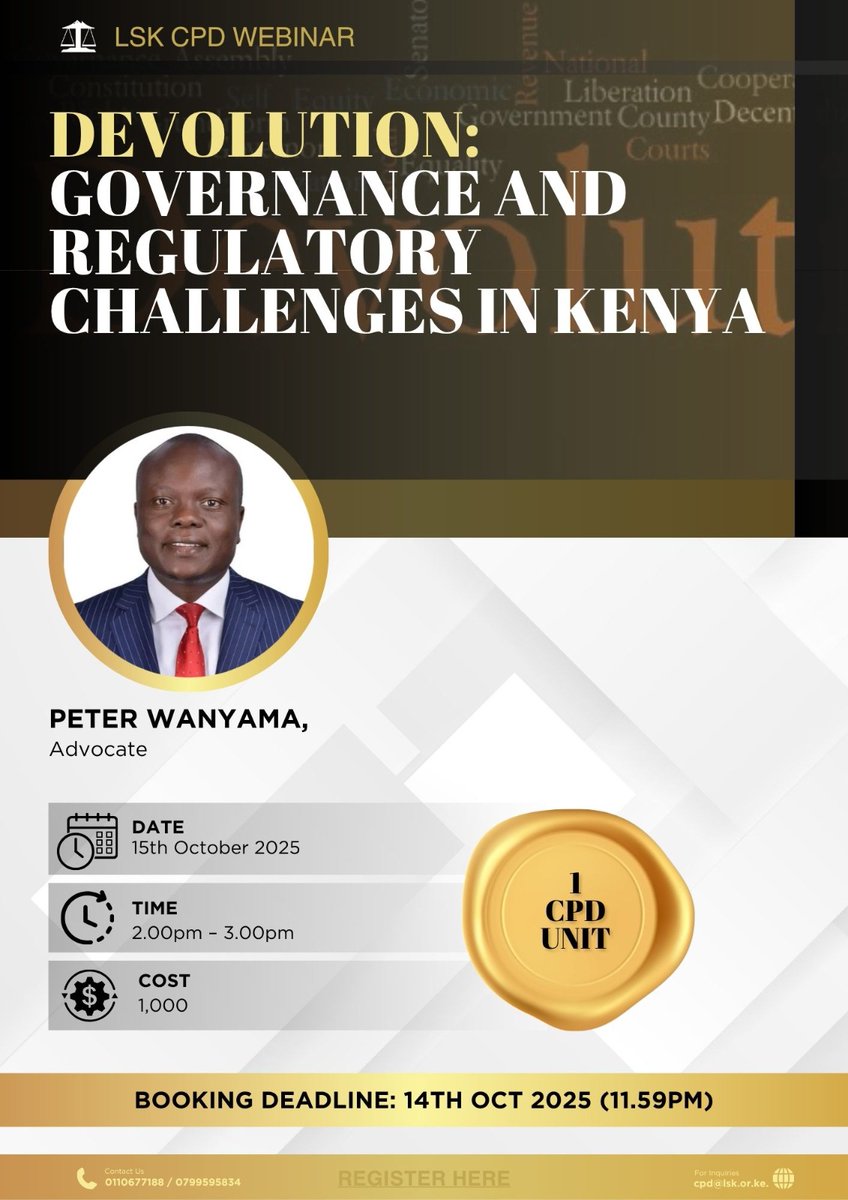LawSocietyofKe's tweet photo. #LSKCPDEvents
Book &amp; Pay via https://t.co/XoLsEzteC3 https://t.co/OVjLFH9CTv