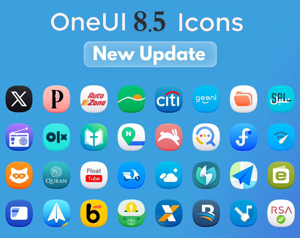 AndroidTools3's tweet image. 🚀 OneUI 8.5 Icons – Major Update is Here! ✨  

What&apos;s New:  
• Added 950+ New Icons 🔥  
• Added All Premium Requests 💎  
• Added the New Samsung Gallery Icon 🖼️  
• Fixed Some Issues ⚙️  
• Now a Total of 2380 Icons! 💥  
• More Coming Soon 👀  

Update now and enjoy…