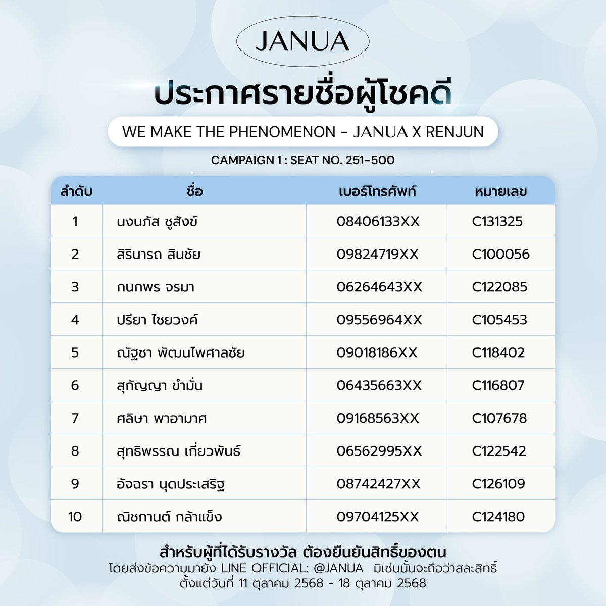 hellojanua's tweet image. ✨ ประกาศรายชื่อผู้โชคดี 250 ที่นั่ง
WE MAKE THE PHENOMENON : JANUA x RENJUN
วันที่ 11 ธันวาคม 2568

📍 ขั้นตอนการรายงานตัวยืนยันสิทธิ์
ผู้ได้รับสิทธิ์ จำเป็นต้องรายงานตัวเพื่อยืนยันสิทธิ์ ผ่าน
LINE : @JANUA
หรือแตะลิงก์นี้ 👉 lin.ee/jUfUYqR

🕖 ระยะเวลาการรายงานตัว…