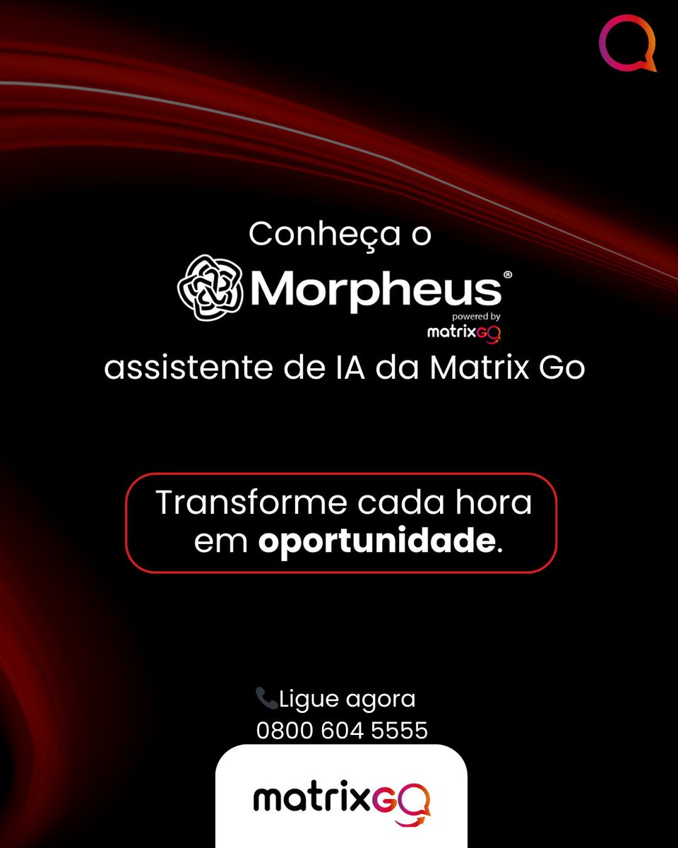 Matrix__go's tweet image. Uma semana tem 168 horas… mas muitas empresas atendem apenas 40. O que acontece com as outras 128? Oportunidades perdidas! Conheça o Morpheus, o assistente de IA da Matrix Go que transforma tempo em faturamento.
Fale com um consultor: 0800 604 5555
 #IA #InteligenciaArtificial