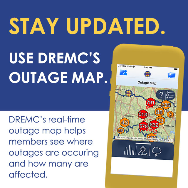 DREMC’s metering and SCADA technology automatically detect power interruptions and alert the DREMC team so that crews can respond quickly.