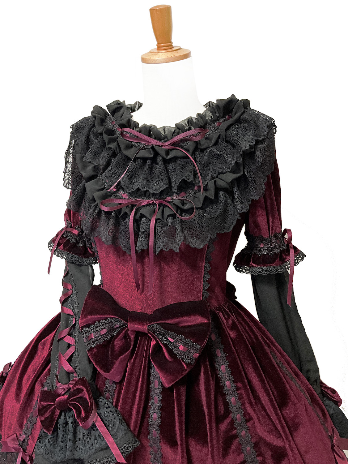 ANDROMEO バーガンディ フリル ロリータドレス AND ROMEO