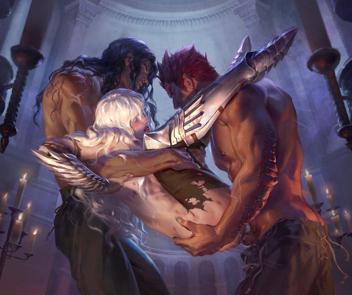 #Griffith #Apostle
"We shall help you end this wretched heat, my lord."

Locus/Grunbeld/Griffith

There are quite a few hot Apostle knights serving under the Falcon of Light, as the shameless perv I am, of course I’m not letting them off the hook. 😏💦