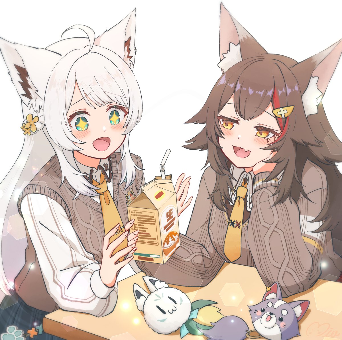 960mia's tweet image. フブキも飲んでみる？
#絵フブキ #みおーん絵