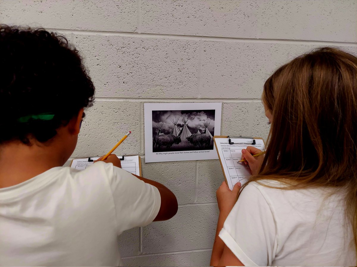 jsaunders2nd's tweet image. We launched our Indigenous People&apos;s unit with a gallery walk. We used photos to activate our schema and spark curiosity! #MrsSaundersScholars #hawksSOARtogether #oneccps @OldHundredES